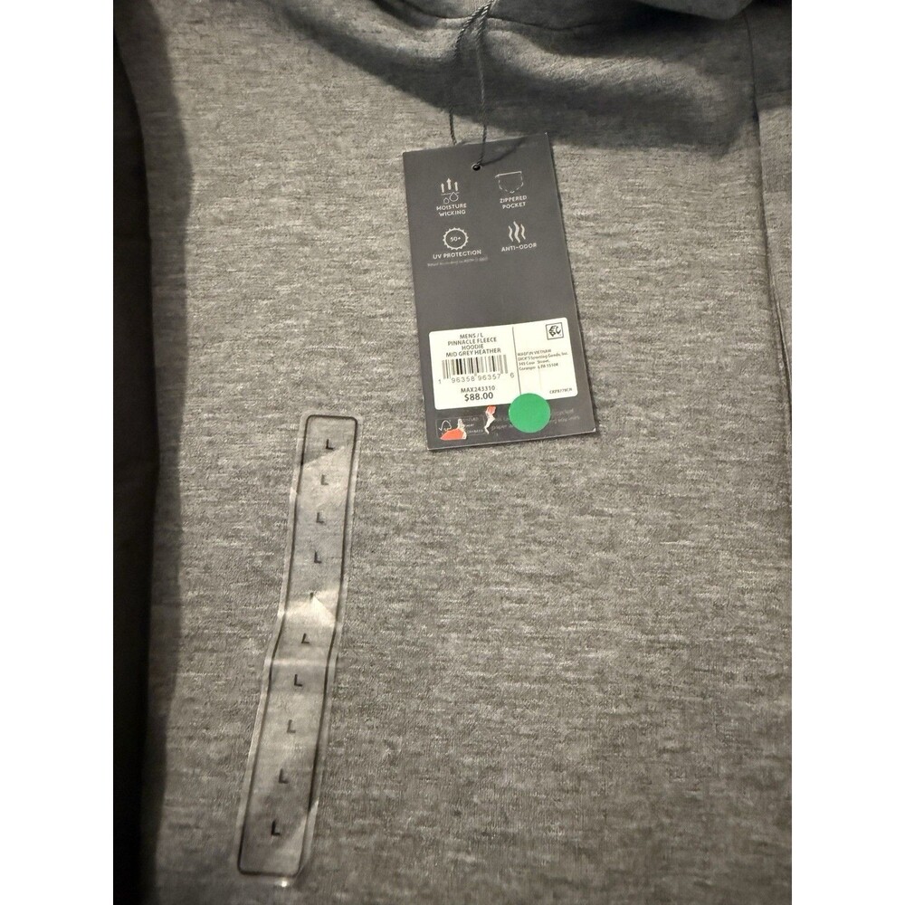 VRST Mens Large Pinnacle Fleece Hoodie Grey Performance Pullover NWT $88 - Picture 2 of 7